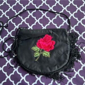 Women’s black with red rose bag